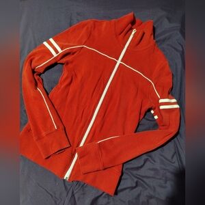 Vintage Anchor Blue Red Zip-Front Athletic Cardigan with White Trim Small y2k